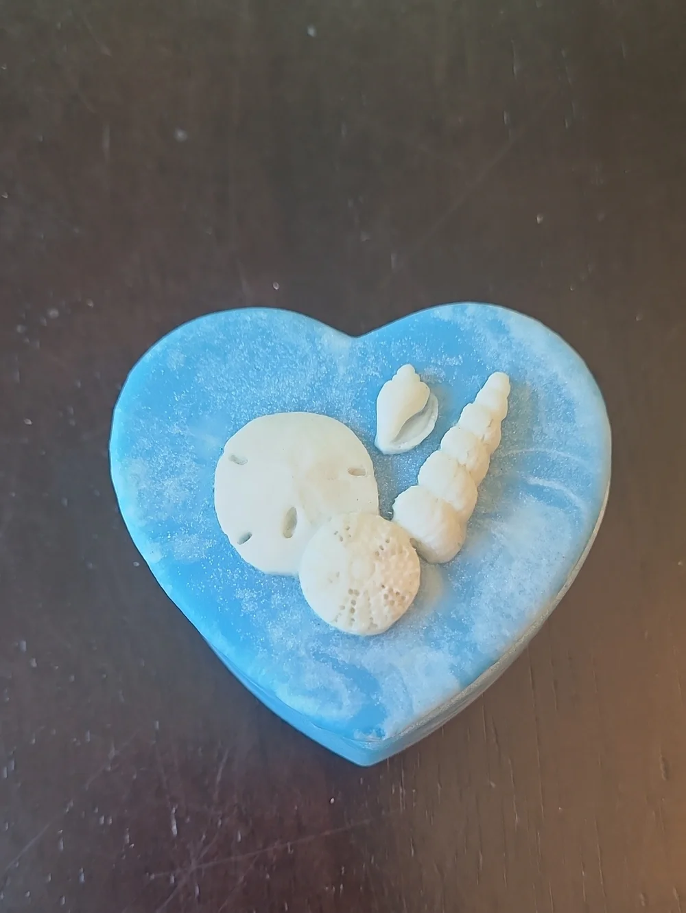 vintage blue marble soapstone heart-shaped trinket box
